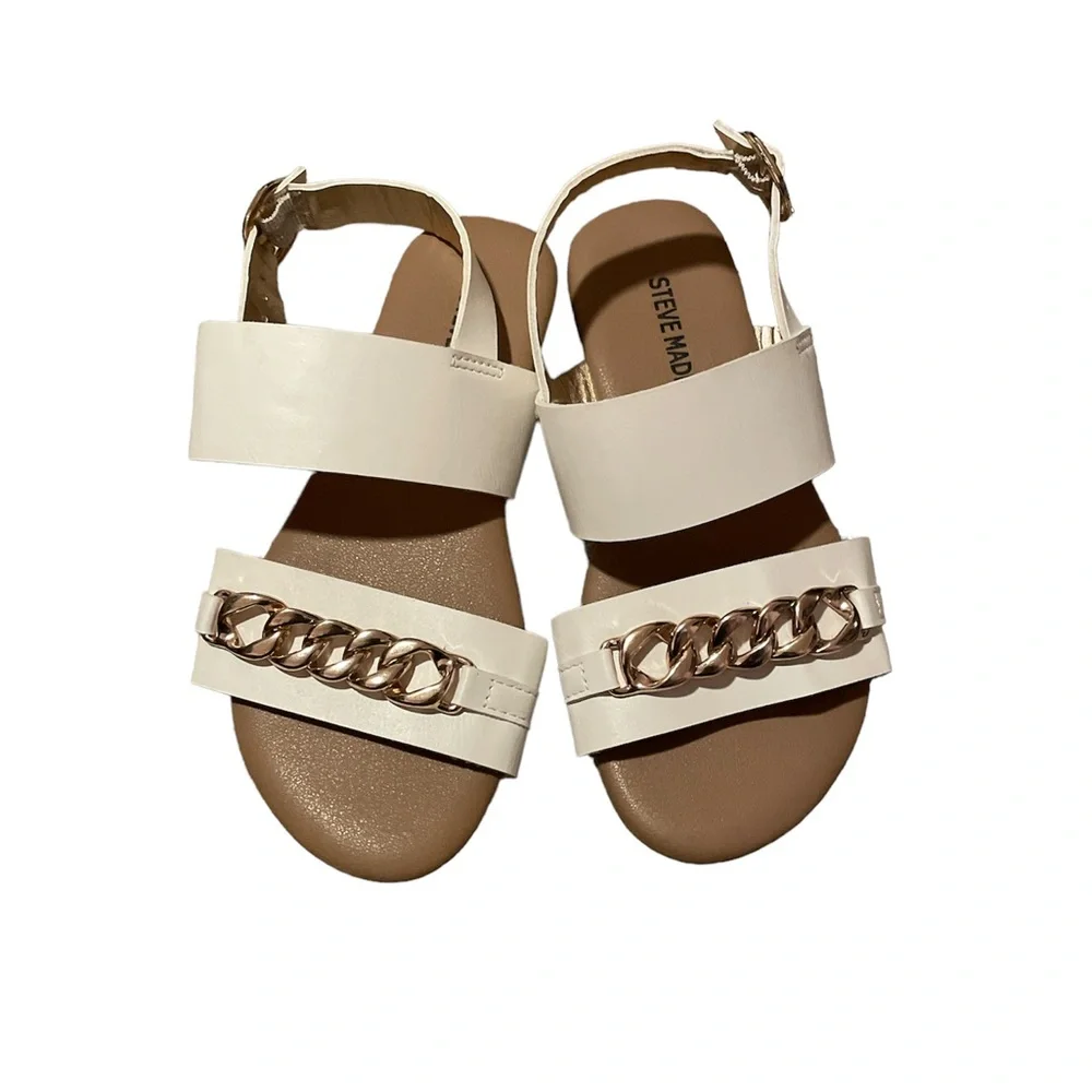 STEVE MADDEN KID'S WHITE DARCY CHAIN SANDAL NWOT
